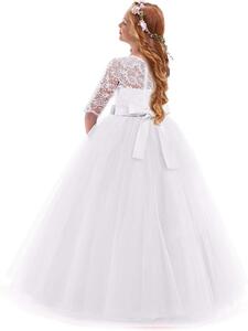 IWEMEK Princess Lace Long Dress for Girls