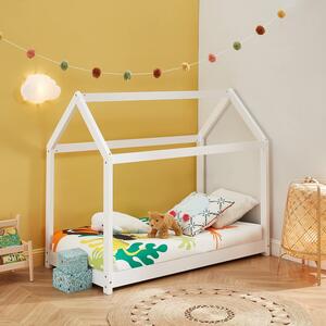 BAÏTA Lit cabane Tiny 70x140 Blanc sommier inclus