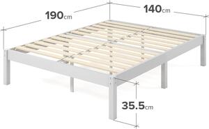 Zinus Ellie Lit Plateforme Bambou 140x190 Blanc
