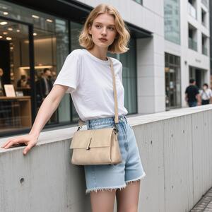 VINBAGGE Sac bandoulière cuir PU, 2 sangles