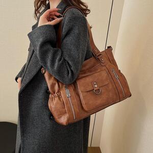 BAIGIO Vintage PU Leather Tote for Women