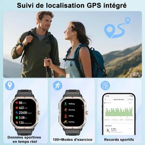Jugeman Montre Connectée GPS 2.06" HD IP68