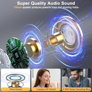 Drsaec Écouteurs Bluetooth 5.4 IPX7, 56H, ENC